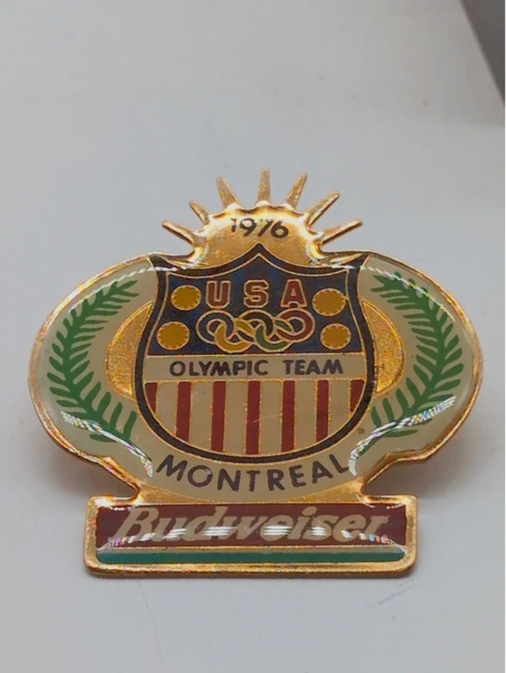 Vintage 1976 Montreal USA Olympic Team Budweiser Lapel Pin